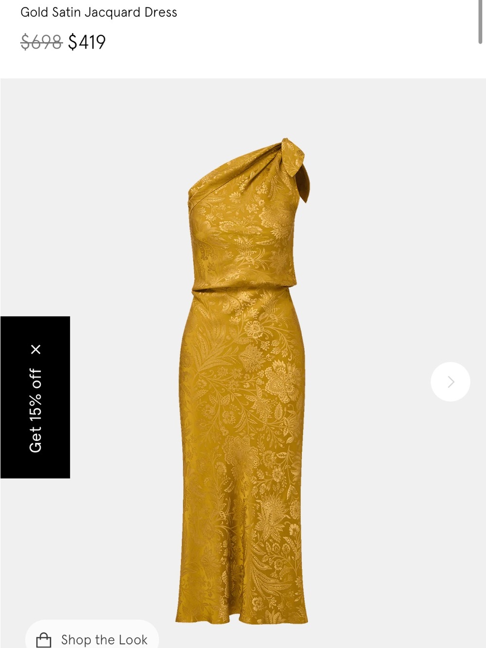 Veronica Beard Mustard Gold One-Shoulder Jacquard Gown